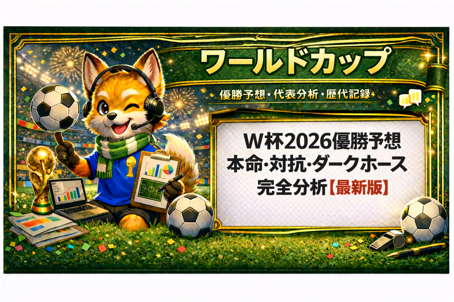 W杯2026優勝予想のアイキャッチ画像｜本命・対抗・ダークホースをデータ分析で解説【最新版】