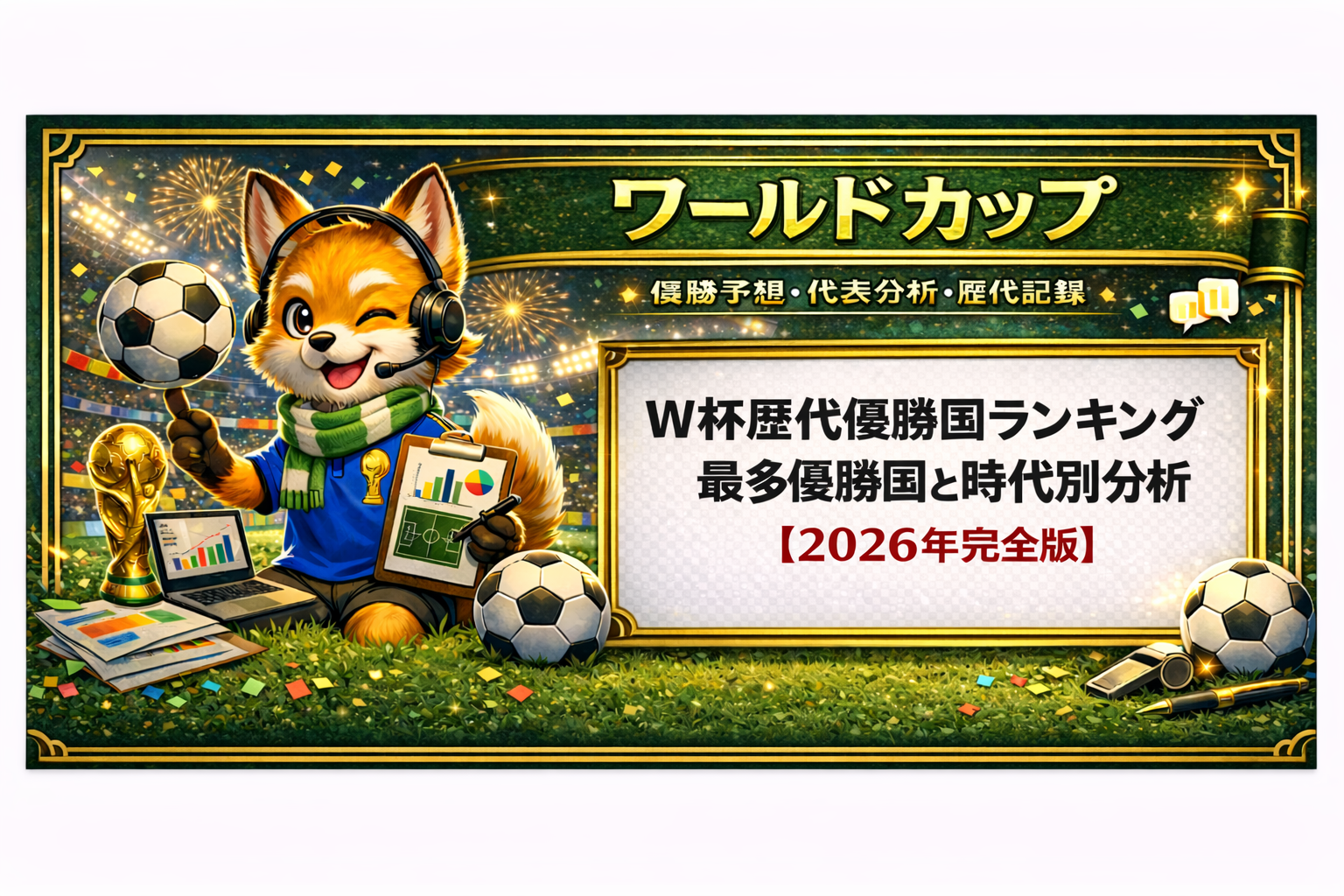 W杯歴代優勝国ランキングと時代別分析を解説するサッカーデータ分析アイキャッチ｜最多優勝国と2026年完全版