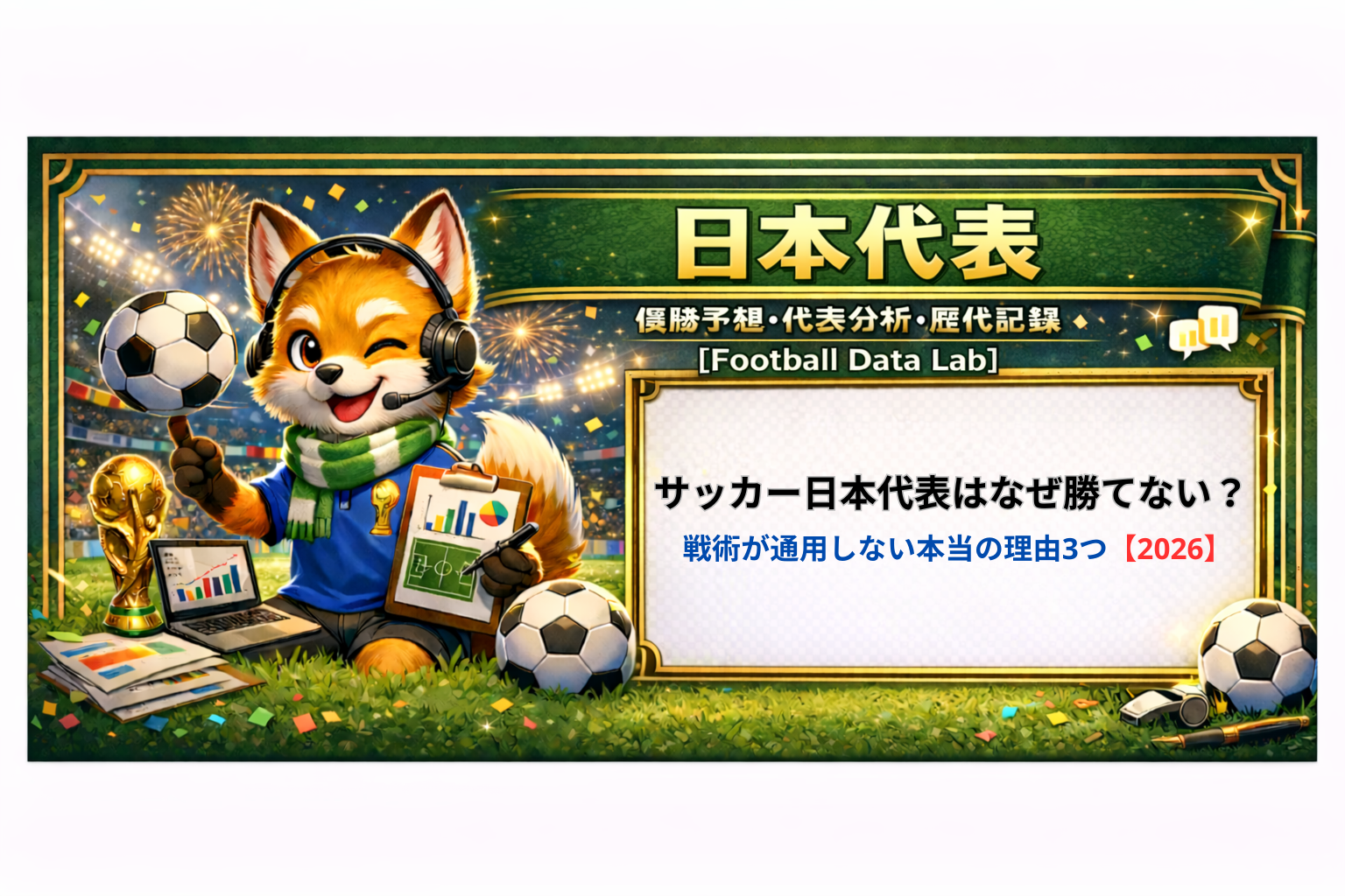 日本代表の戦術は通用しているのか？勝てない理由3つをデータで解説した分析記事のアイキャッチ【2026】